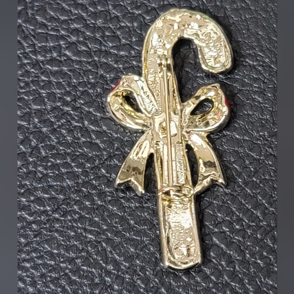 Vintage Enamel & Gold Candy Cane Brooch - Vintage, Estate - Picture 4 of 5